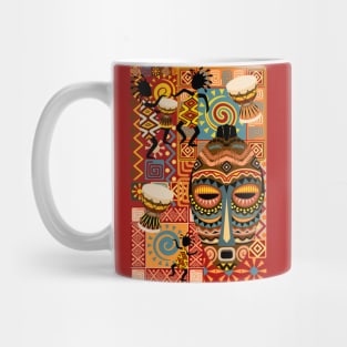 African Masks and Tribal Elements Decorative Pattern Mug